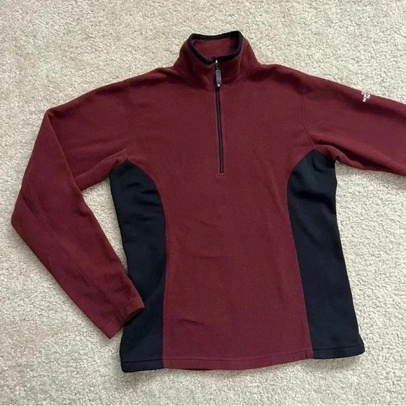 The North Face Woman 1/4 Zip Polartec Fleece Pullover Sweater Maroon Size Medium - Picture 13 of 15